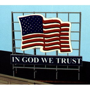 Laser Cut Wood Billboard - Patriotic US Flag