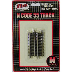 Code 55 Track w/Nickel-Silver Rail & Brown Ties - 2" Straight (6pk)