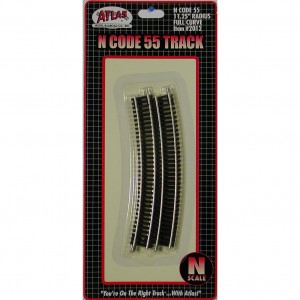 Code 55 Track w/Nickel-Silver Rail & Brown Ties - 11 1/4" Radius Full Curve (6pk)