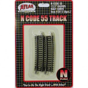 Code 55 Track w/Nickel-Silver Rail & Brown Ties - 12 1/2" Radius Half Curve (6pk)