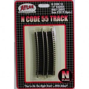 Code 55 Track w/Nickel-Silver Rail & Brown Ties - 15" Radius Half Curve (6pk)