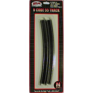 Code 55 Track w/Nickel-Silver Rail & Brown Ties - 18 3/4" Radius Full Curve (6pk)