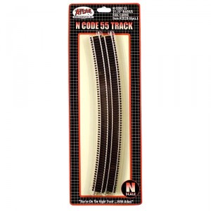 Code 55 Track w/Nickel-Silver Rail & Brown Ties - 21 1/4" Radius Full Curve (6pk)