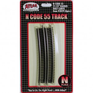 Code 55 Track w/Nickel-Silver Rail & Brown Ties - 21" 1/4" Radius Half Curve (6pk)