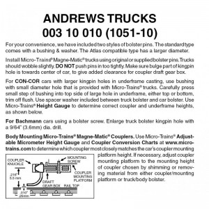 (1051-10) Andrews Trucks Without Couplers (10pr)
