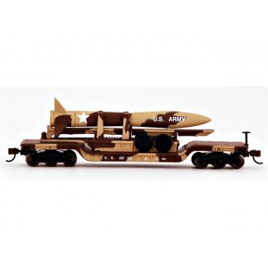 52' Center Depressed Flat Car - Desert Military with Missile