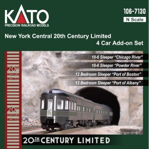 New York Central 20th Century Limited 4 Car Add-On Set w/Interior Lighting Fitted
