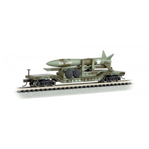 52' Center-Depressed Flat Car (Olive Drab Military with Missile)