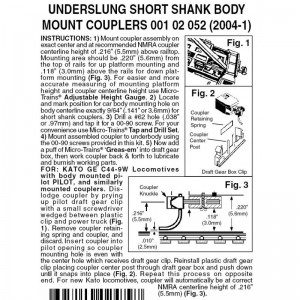 (2004-1-10) Assembled Underslung Short Shank Coupler (10pr)
