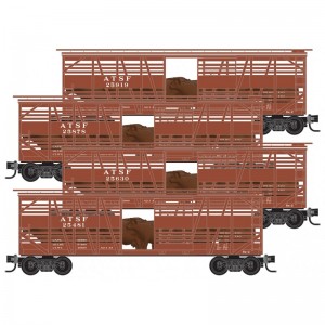 40' Stock Cars - ATSF (w/Cattle)(4pk)