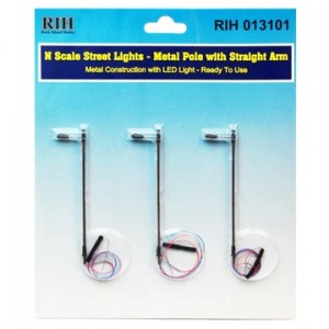 Street Lights - Metal Pole with Straight Arm (3pk)