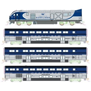 Amtrak SC-44 & Amtrak Pacific Surfliner 4 Unit Base Set (DC,DCC & Sound)